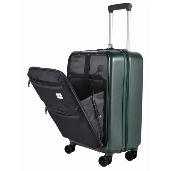 RED VELVET Maleta Carry On de Cabina Rígida de Viaje, con Puerto USB, Candado de Seguridad TSA Integrado y Ruedas Dobles 360°. Equipada con Acceso Frontal para Laptop y Tablet. (BEIGE)