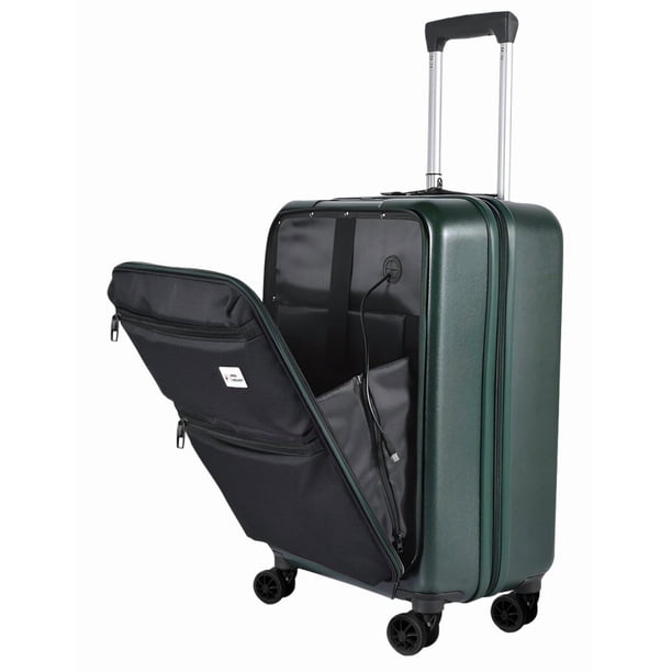 RED VELVET Maleta Carry On de Cabina Rígida de Viaje, con Puerto USB, Candado de Seguridad TSA Integrado y Ruedas Dobles 360°. Equipada con Acceso Frontal para Laptop y Tablet. (BEIGE)
