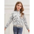 thumbnail image 2 of Yhong Veste de Baseball à Sequins Brillants pour Filles Enfants Manteau Cardigan de Rue Soirée Blazer Formel Argent 16, 2 of 8