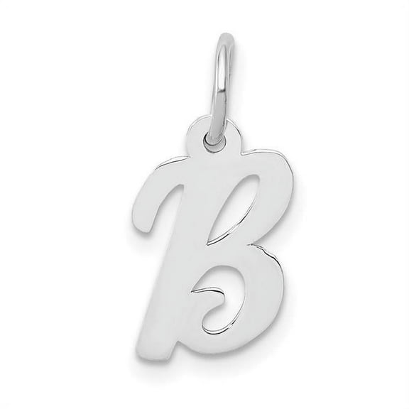 Finest Gold 14K White Gold Small Script Letter B Initial Charm