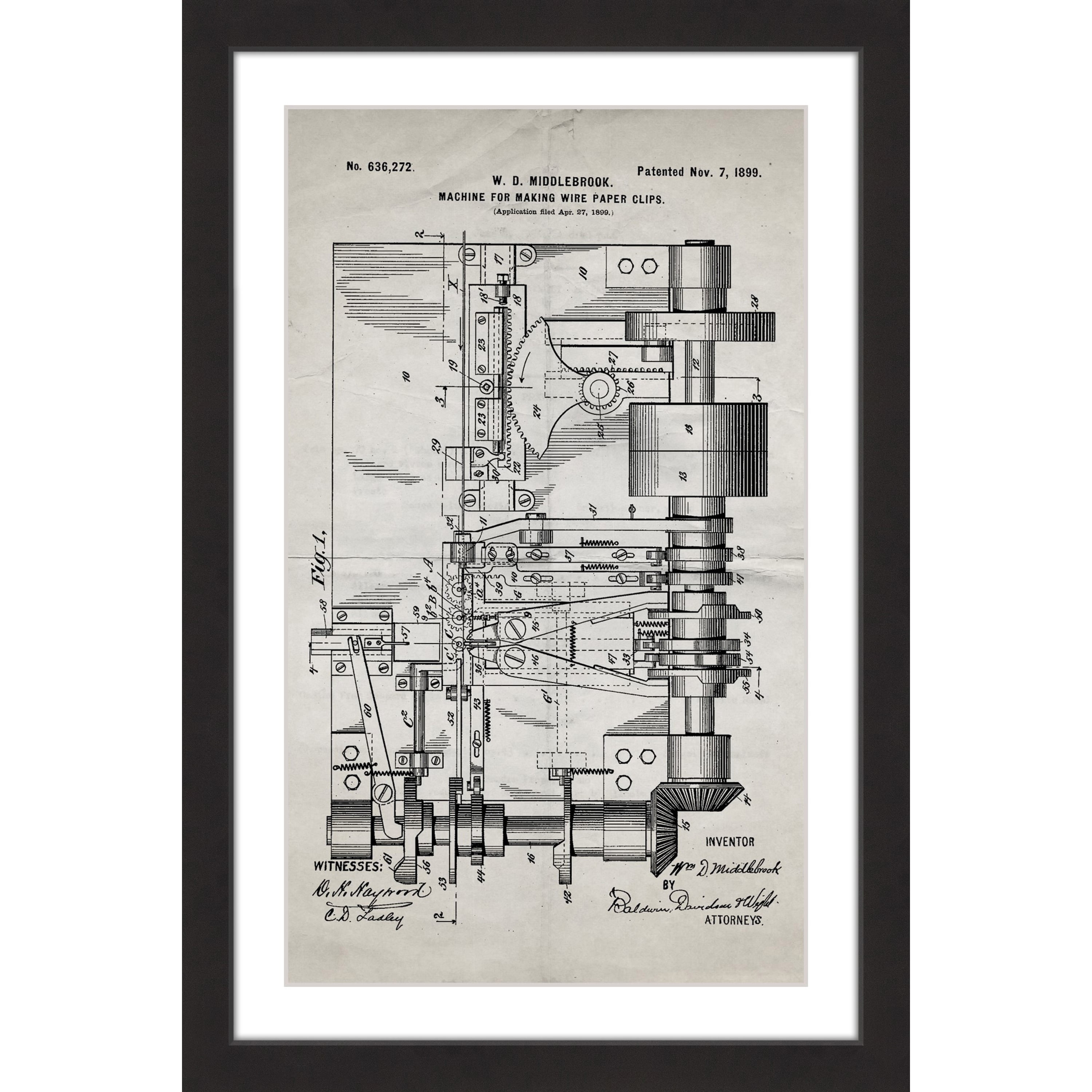 "Paper Clip 1899 Old Paper" Framed Painting Print