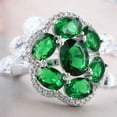 thumbnail image 5 of 7*9mm Green Oval Cut AAA Cz Band Women's 925 Silver Wedding Stylish Ring Sz 5-10, 5 of 7