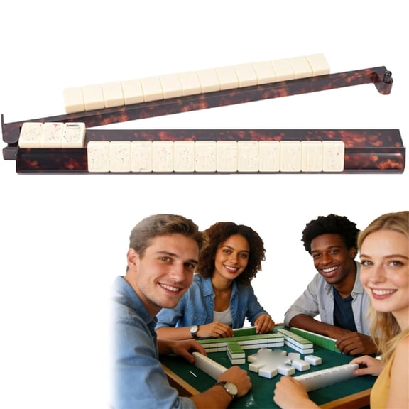 ZMKIAG Mahjong Rack with Push Rod and Tile Sorting Ruler - Professional Mahjong Accessory Set, Detachable Tile Holder for Easy Sorting, Ideal for Game Night & Home Entertainment