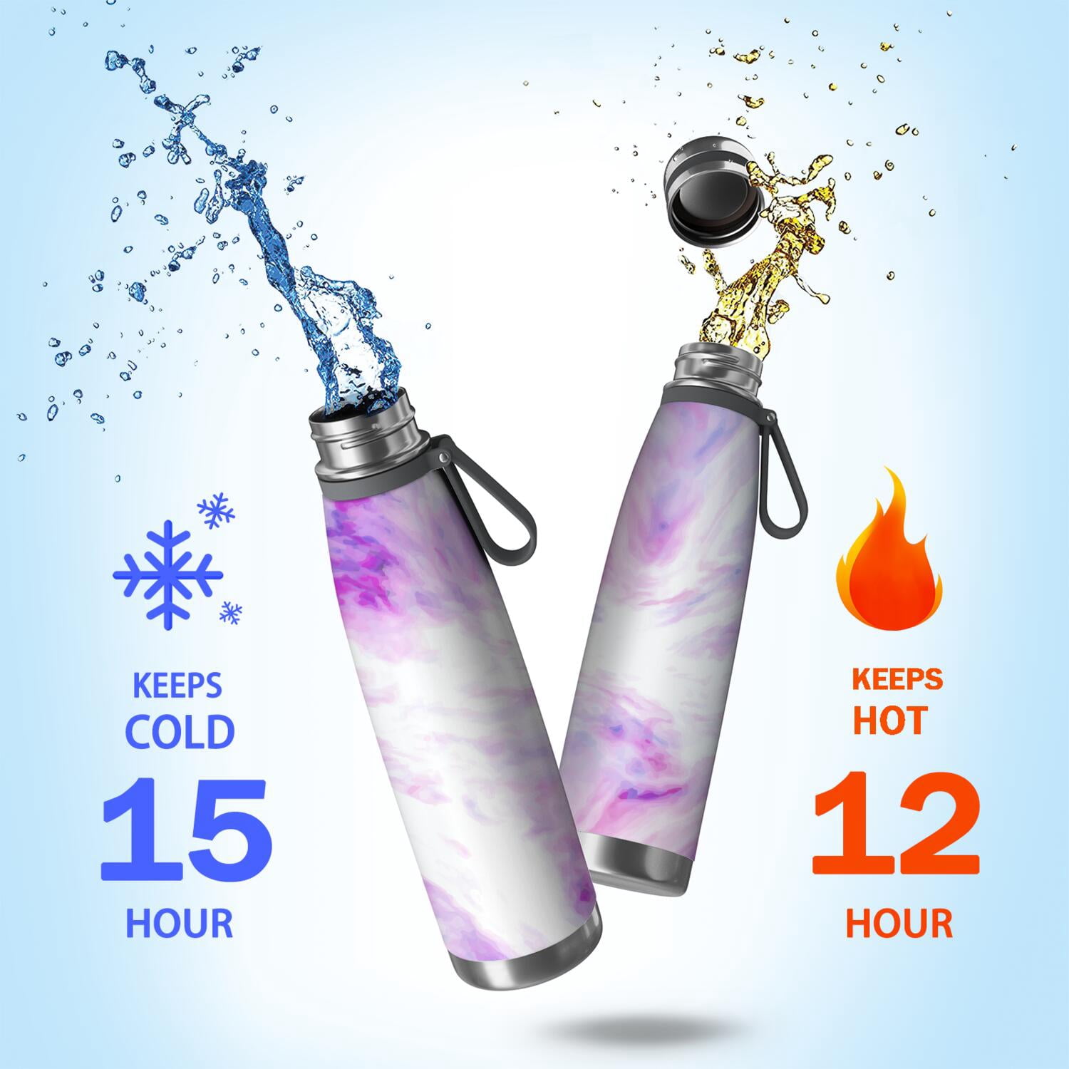 29oz Insulated Water Bottle with Tea Infuser, Stainless Steel Travel Mug, Liquid & Marble Print
