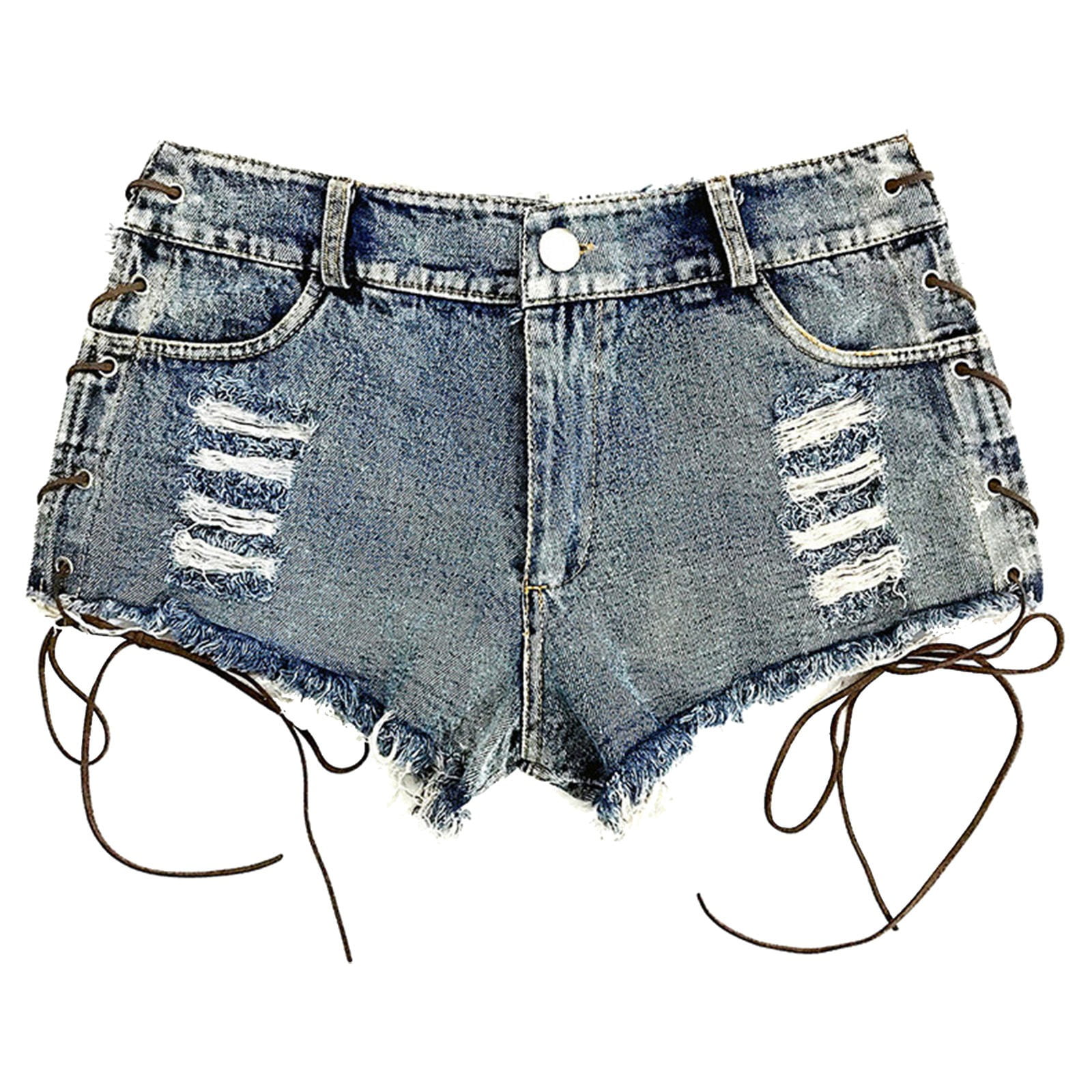 Aayomet Shorts for Women Waist Ripped Hem Girls Sexy Black Jean Shorts Blue L
