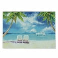 thumbnail image 1 of Vintage Boat Cutting Board, Exotic Vacation with Palm Trees at Sandy Beach Yacht Loungers Watercolor Art, Decorative Tempered Glass Cutting and Serving Board, Small Size, Multicolor, by Ambesonne, 1 of 1