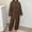 Coffee, variant on YHAJDS Two Piece Set for Women,2 Piece Suits for Women Suit Set Solid Color Long Sleeve Crew Neck Loose Corduroy Top With Elastic Waist Stretchy Pants Fashion Casual Outfit For Fall Winter