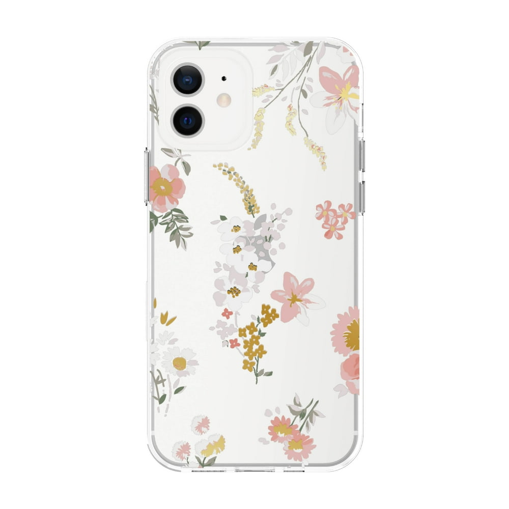 onn. Fashion Phone Case for iPhone 12, iPhone 12 Pro Clear Floral