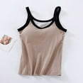 thumbnail image 2 of Kaemgyyd Summer Tops for Women Fashion Color Block V Neck Undershirts Soft Ribbed Sleeveless Clothes with Built-In Bra, 2 of 3