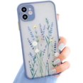 thumbnail image 1 of Compatible with iPhone 11 Pro Max Case Flowers Lavender Transparent Bumper Phone Case Girls Women Hard PC Transparent Matte Protective Cover, Purple, 1 of 7