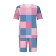 thumbnail image 5 of Tracksuit for Women Plus Size Women’s Color Block 2‑piece Loungewear Set Oversized T-Shirt Tops & Stretchy Biker Shorts, Summer Casual Home Wear Outfit 3XL, 5 of 5