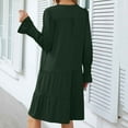 thumbnail image 4 of Diufon Womens Casual Dresses V Neck Puff Flare Long Sleeve Dress Fall Baggy Pleated Midi Dress, 4 of 6
