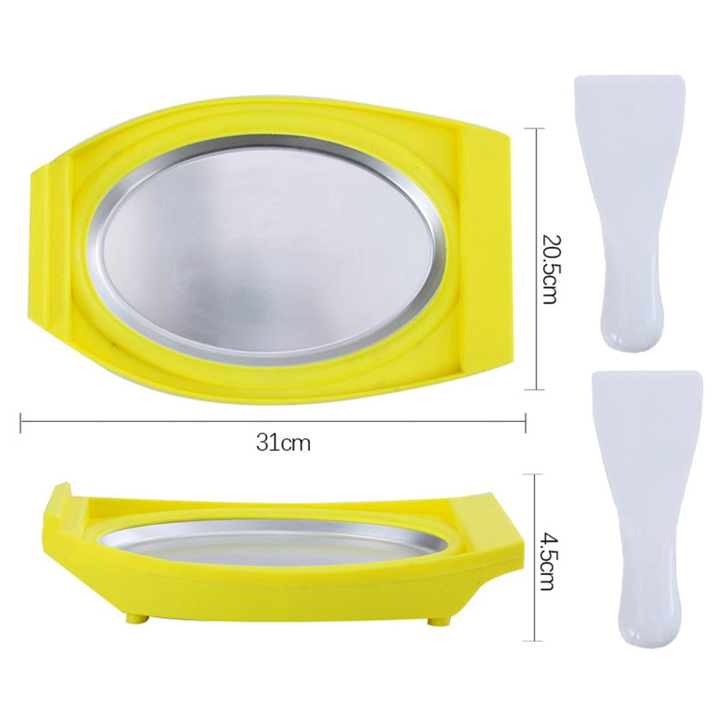 Fiocias Instant Ice Cream Maker Pan Roll DIY Frozen Yogurt Making Tray Yellow