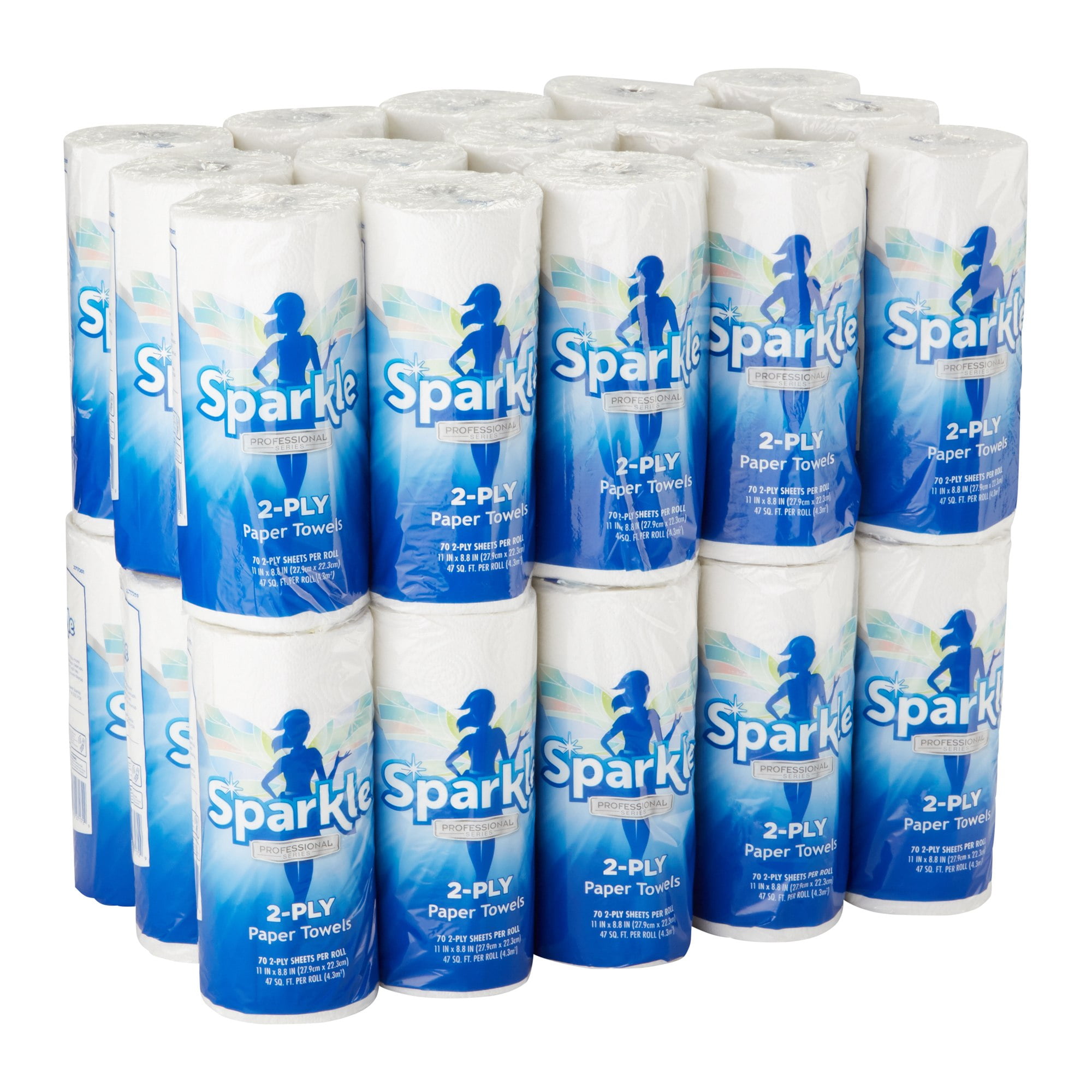Sparkle Professional Series® by GP Pro Perforated Kitchen Paper Towel Rolls, 2-Ply, 11" x 8 4/5", 70 Sheets Per Roll, Case Of 30 Rolls