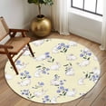 thumbnail image 2 of Round Rugs 8 Ft, Easter Bunny Non Slip Area Rugs for Kitchen Bedroom Entryway, Spring Purple Flower Rustic Rabbit Yellow Washable Carpet Runner Rug Floor Mats for Bedroom Home Decor, 2 of 8