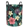 thumbnail image 2 of Balery Green Tropical Leaves Round Laundry Basket with Handles Waterproof Freestanding Laundry Hamper for Clothes Toys in the Dorm and Family-Small, 2 of 8