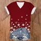 thumbnail image 1 of Puntoco Blusa de manga corta con cuello en V y estampado liso para mujer, estilo casual, para verano, 1 of 3
