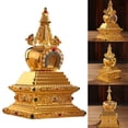 thumbnail image 2 of Traditional Tibetan Stupa Decoration with Pearls Relics Metal Buddhas Pagoda Statue for Meditations and Spiritual Decors, 2 of 10
