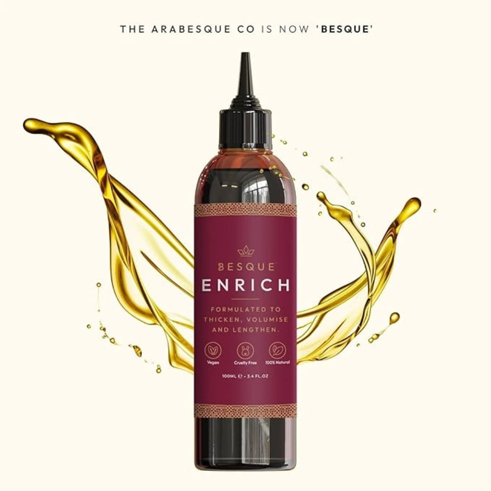 Besque Enrich Hair Oil, 1.69 FL OZ, with Castor Oil and Black Seed Oil, Suitable for All Hair Types