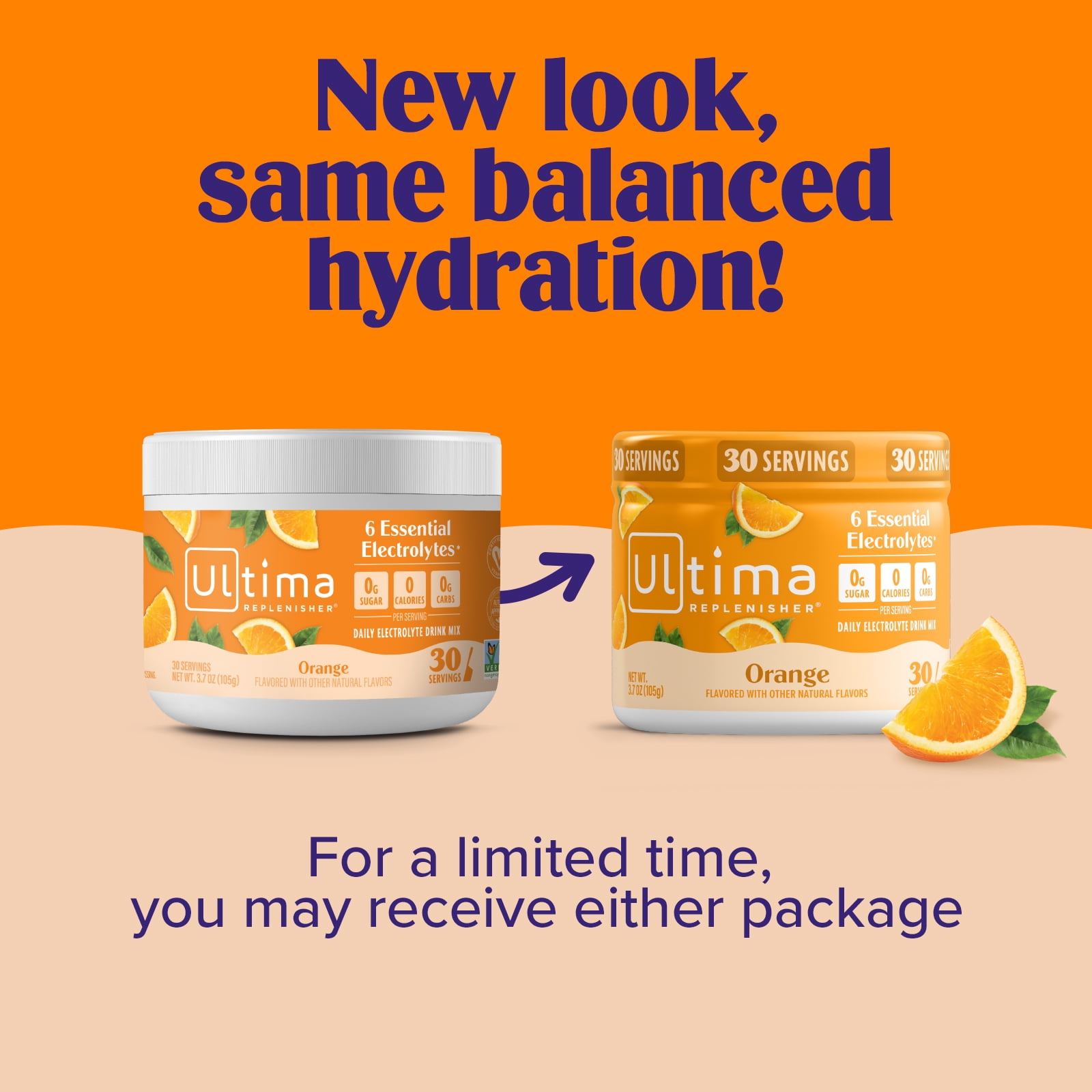 Ultima Replenisher Hydration Electrolyte Powder Drink Mix, Keto, Sugar-Free Orange, 30 Servings