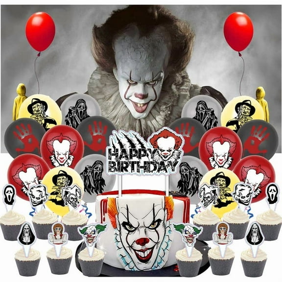 Movie Michael Myers Party Decorations Set Kit Latex Balloons Birthday Decor Cake Topper Banner Backdrop Fans