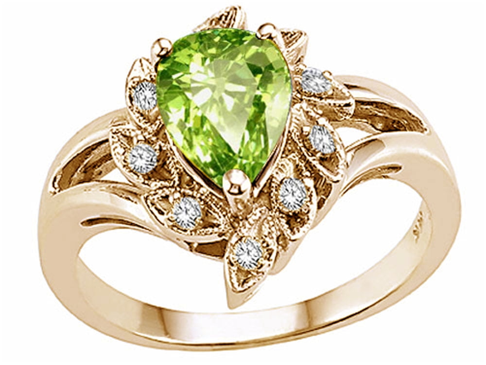 Tommaso Design Pear Shape 8x6mm Genuine Peridot Ring by