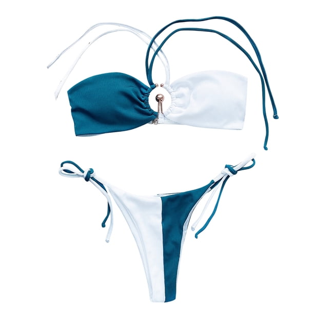 Mujeres Sexy Patchwork Vendaje Bikini Set Push-Up Pad Traje de baño Ropa de playa Fridja nalpqowj20104