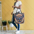 thumbnail image 4 of FORMRS Womens Canvas Tote Bag with Zipper Inner Pocket Shoulder Handbag, Blue Geometric Eagle, 4 of 7