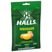 HALLS Defense Assorted Citrus Throat Drops, Vitamin C Dietary Supplements, 30 Drops
