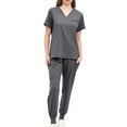 thumbnail image 4 of Conjunto de uniforme exfoliante para mujer Fernando Gris Top de enfermera y pantalones para correr, 4 of 8