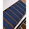thumbnail image 7 of Stair Treads for Wooden Steps, Navy Blue Peel and Stick Stair Treads with Adhesive, Geometric Leaf Diamond Plaid Abstract Check Non Slip Indoor Stairs Runner Rugs Mats for Elders Dogs 8"x30"4PCS, 7 of 7