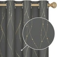 thumbnail image 5 of Deconovo Blackout Curtains Gold Foil Printed Wave Lines with Dots Window Panel Draperies for Sliding Glass Door 52 x 72 inch Grey 2 Panels, 5 of 7