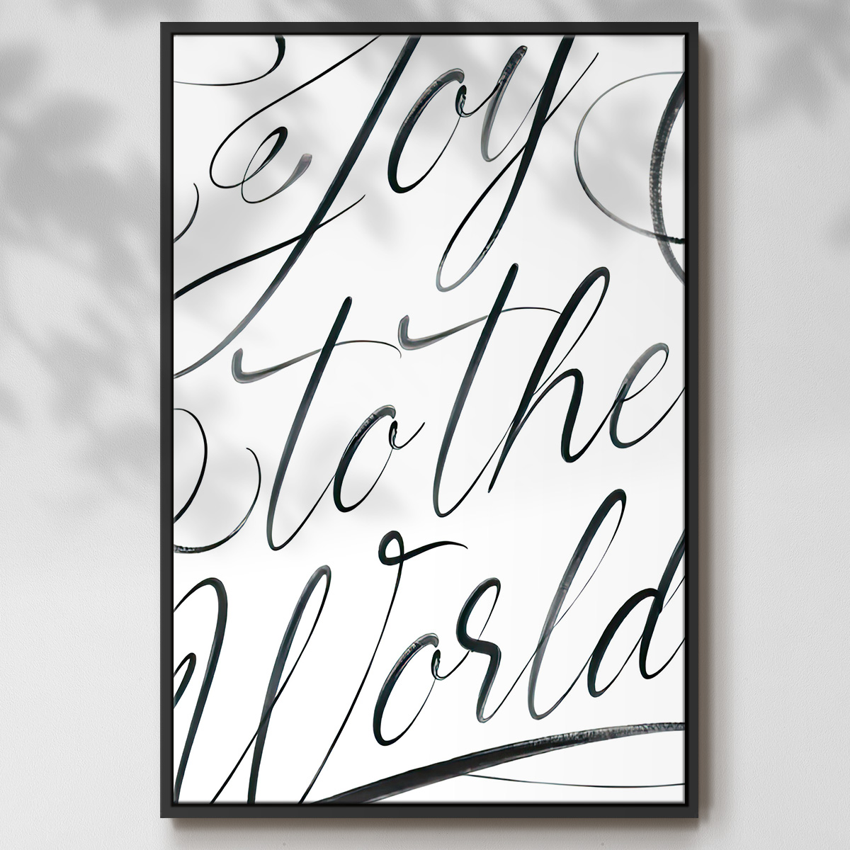 Joy To The World - Framed Gallery Wrapped Holiday Canvas - 27 x 41 - Black Frame
