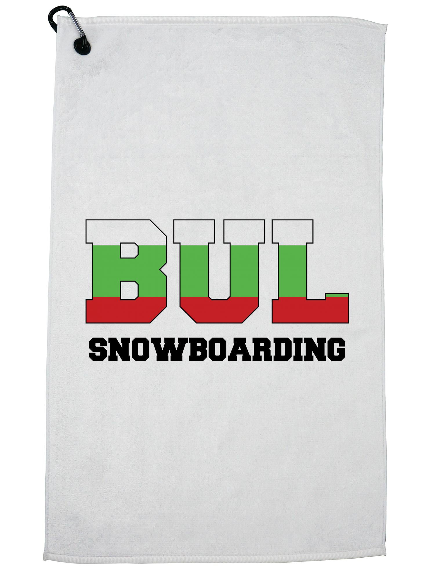 Bulgarian Snowboarding Winter Olympic BUL Flag Golf Towel with Carabiner Clip by Hollywood Thread