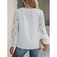 thumbnail image 4 of Blusas de mujer, blusa tipo túnica de manga larga con cuello en V y mangas de encaje, 4 of 6