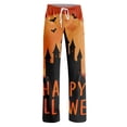 thumbnail image 4 of Halloween Pajama Pants for Women Ghost Witch Hat Elastic High Waist Spooky Pajama Pants Candy Pumpkin Drawstring Funny Sleep Pants, M, 4 of 5