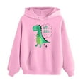 thumbnail image 5 of Tfken Toddler Teen boys Hoodies Size 8-9 Years Casual Long Sleeve Hooded Tops Dinosaur Print Athletics Pink Sweatshirt, 5 of 6