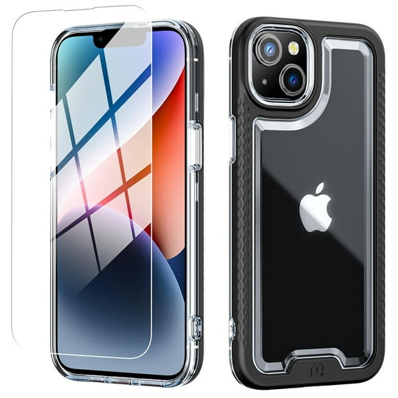 Funda MYBAT Lux para iPhone 14 PLUS Negra con mica de Cristal