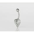 thumbnail image 2 of 14K Yellow or White Real Gold CZ Dangle Heart Navel Belly Button Ring / Aretes para el Ombligo en Oro Solido Real de Corazón / Gold Body Jewelry / Womens Jewelry Piercing, 2 of 6