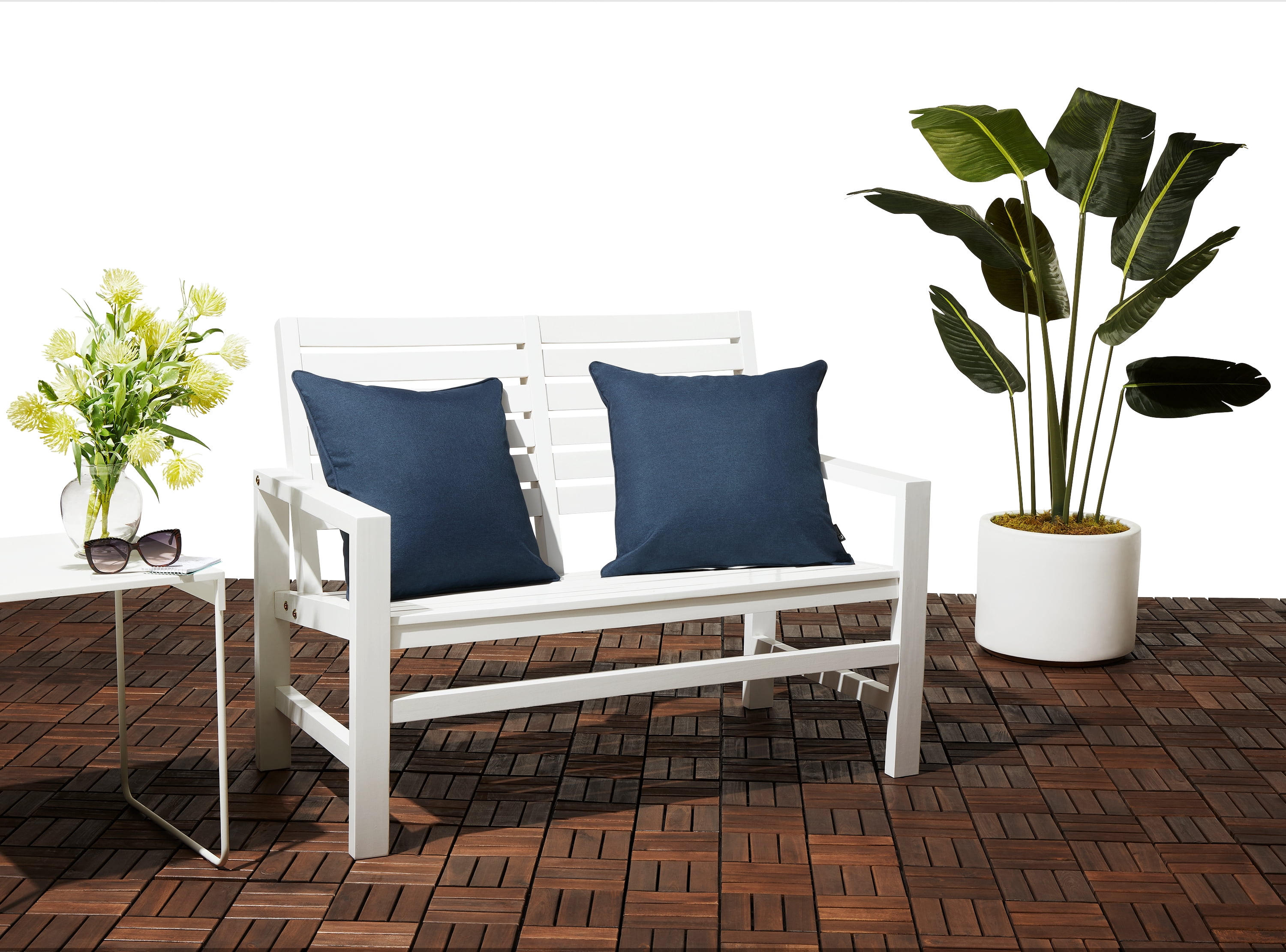 Classic Accessories Montlake FadeSafe Indoor/Outdoor Accent Pillows, 20 x 20 x 8 Inch, 2 Pack, Heather Indigo