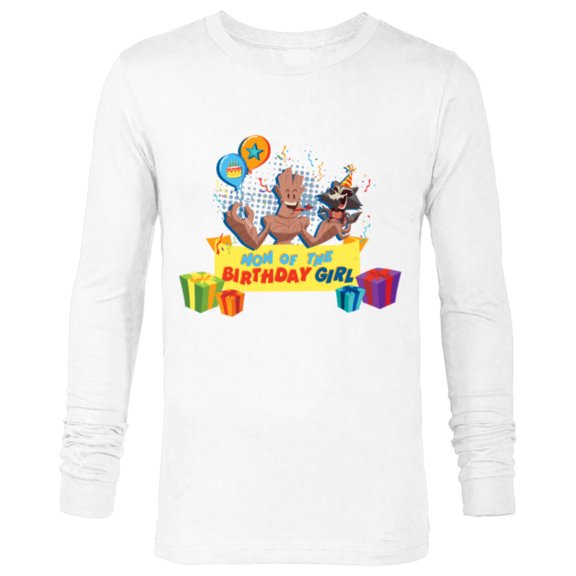 Marvel Rocket & Groot Family Party Mom of the Birthday Girl - Long Sleeve T-Shirt for Men - Customized-White