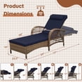 thumbnail image 2 of OUINCH Outdoor Wicker Lounge Chair with Cushion, 6-Position Adjustable Patio Chaise Lounge, All Weather Lay Flat Pool Sunbathing Recliner Chair, Armrest and Head Pillow, Fade-Resistant, Navy Blue, 2 of 8