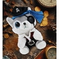 thumbnail image 3 of DolliBu Sparkle Eyes Small Wolf Stuffed Animal With Pirate Dress Up Set - Sea Adventure Plush Toy Stuffed Wolf with Cute Pirate Costume - Hat, Shirt, Pants, Eye Patch, Belt - 8 Inches, 3 of 7