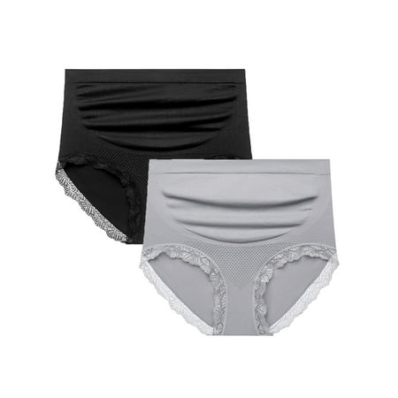 Xmarks Women s Over Bump Maternity Underwear Full Coverage Seamless Pregnancy Briefs Panties High Waist Panty Underpants Black+Gray M-XL