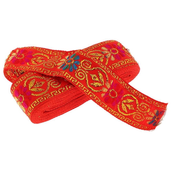 Toystoory Rollo de cinta Jacquard de costura de estilo nacional, decoración para manualidades, verde hierba Tela de costura y artesanía Rojo 45 mm x 7 m