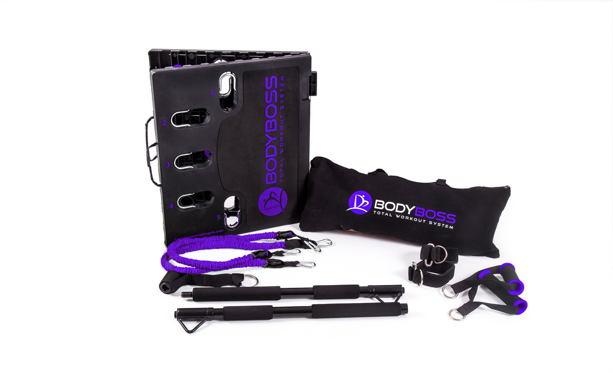 BodyBoss 2.0 - Full Portable Home Gym Workout Package + Resistance Bands -  Collapsible Resistance Bar, Handles - Full Body Workouts for Home, Travel  or Outside - Compleo Waco, LLC
