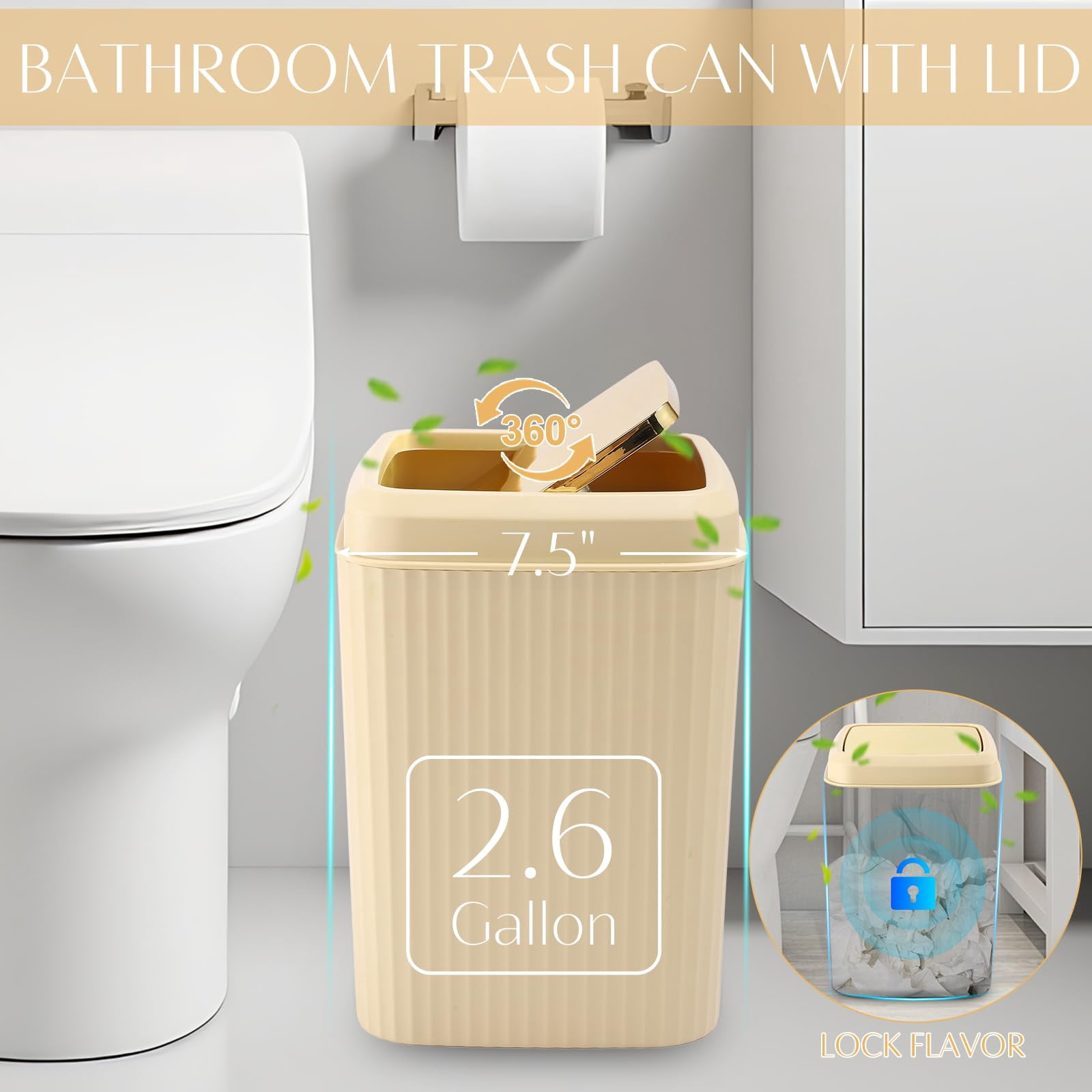 17PCS Bathroom Accessories Bathroom Set Black Bathroom Accessories,Toilet Brush, Trash Can, Qtip Holder Dispenser& 3PCS Soap Dispenser
