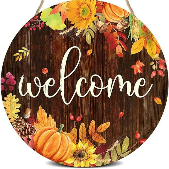 Halloween Pumpkin Wooden Welcome Door Signs, 11.8\