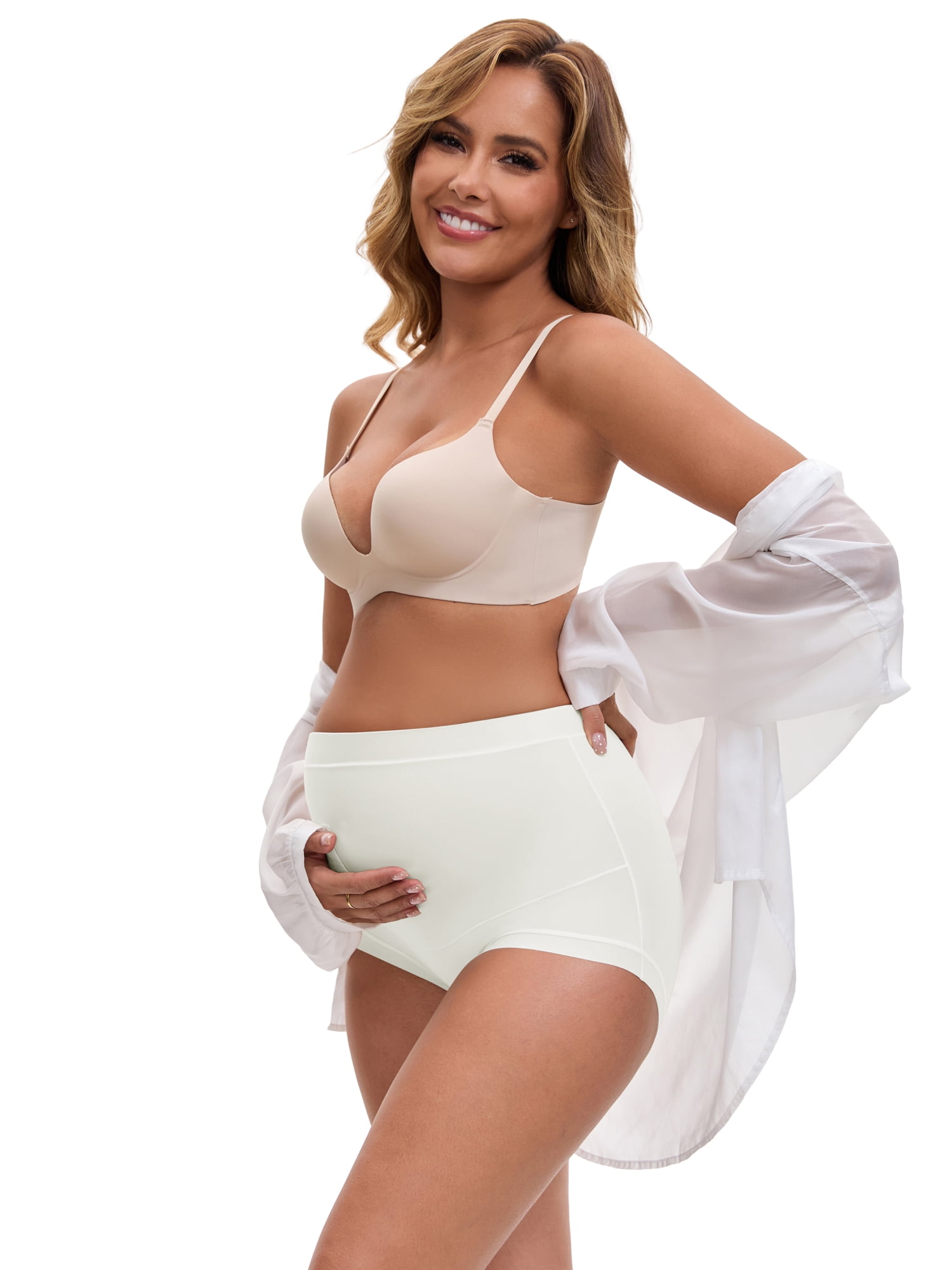 DARING DIVA Women's Plus Full Coverage High Waisted Ice Silk Underwear L White