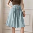 thumbnail image 6 of Utoimkio Women's Light Blue Culotte Shorts,High Waisted Cropped Wide Leg Trousers with Ruffled Waist and Buttons, 6 of 6